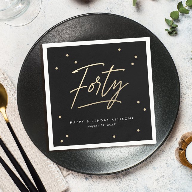 Guardanapo De Papel Aniversário de 40 anos de Caligrafia Dourada Moder (Criador carregado)