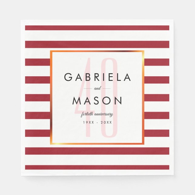 Guardanapo De Papel Aniversário de 40 anos de Casamento Clássico Listr (Frente)