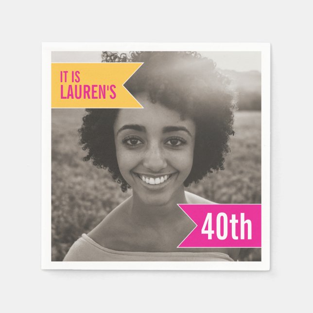 Guardanapo De Papel aniversário de 40 anos de festa adicione sua própr (Frente)