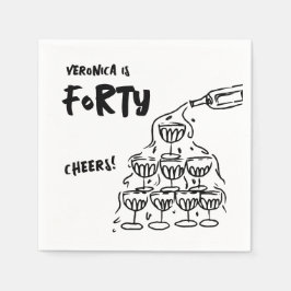 Guardanapo De Papel aniversário de 40 anos de Mão Desenhada Cocktail N