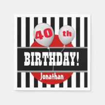 aniversário de 40 anos e Balão PRETO VERMELHO A07