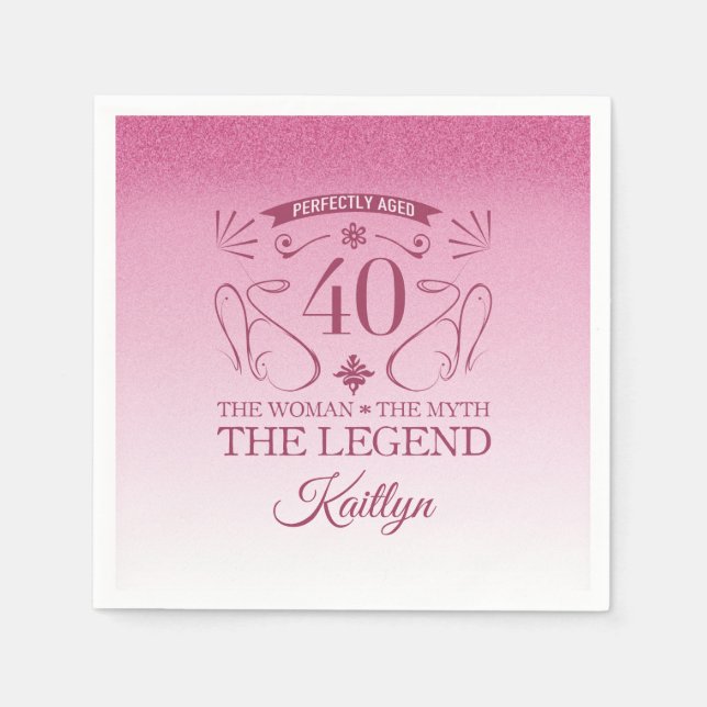 Guardanapo De Papel Aniversário de 40 anos Feliz e Custa Personalizado (Frente)