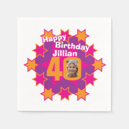 Guardanapo De Papel aniversário de 40 anos fotografia e nome dos guard