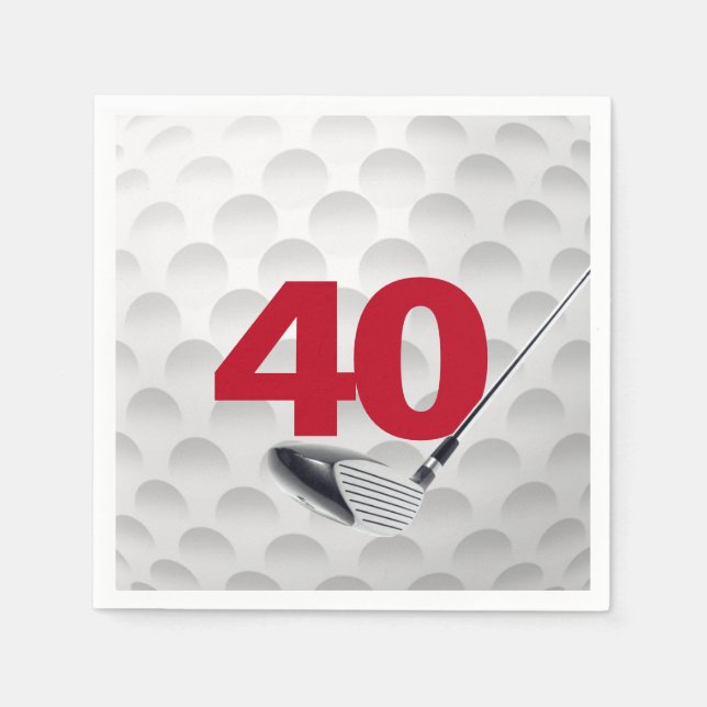 Guardanapo De Papel aniversário de 40 anos Golf Ball (Frente)