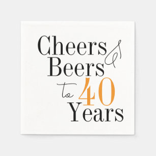 Guardanapo De Papel aniversário de 40 anos Modern Beers and Cheers Par