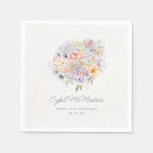 Guardanapo De Papel aniversário de 40 anos Party Watercolor Floral Per