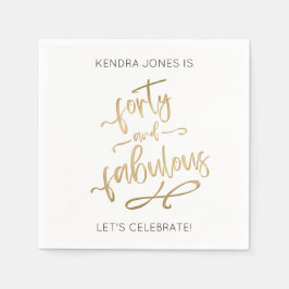 Guardanapo De Papel aniversário de 40 anos Personalizado Dourado, Napk