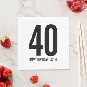 Guardanapo De Papel Aniversário de 40 anos personalizado Napkins