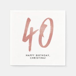 Guardanapo De Papel aniversário de 40 anos personalizado rosa de ouro 