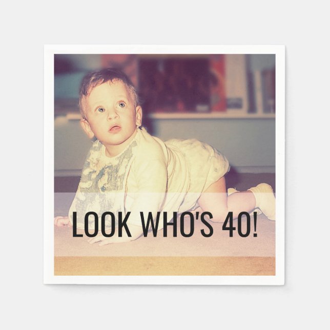 Guardanapo De Papel aniversário de 40 anos Personalizar Foto Napkins (Frente)