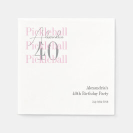 Guardanapo De Papel aniversário de 40 anos Pickleball Party Rosa