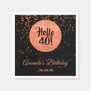 Guardanapo De Papel aniversário de 40 anos preto rosa dourado alô 40