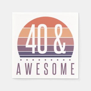 Guardanapo De Papel aniversário de 40 anos Retro Sunset