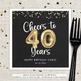 Guardanapo De Papel aniversário de 40 anos torce até 40 anos preto Dou