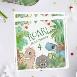 Guardanapo De Papel Aniversário de 4 anos dos Dinossauros