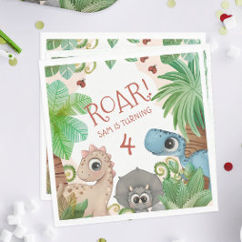 Guardanapo De Papel Aniversário de 4 anos dos Dinossauros Kids