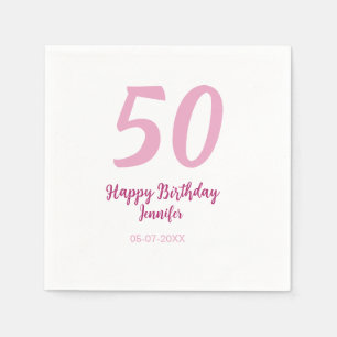 Guardanapo De Papel aniversário de 50 anos adicionar nome data ano ros