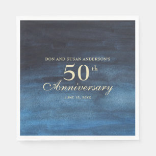 Guardanapo De Papel Aniversário de 50 anos de casamento azul marinho