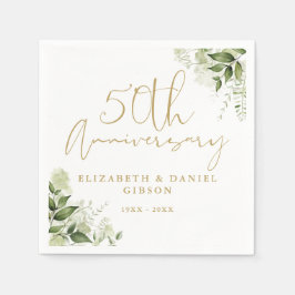 Guardanapo De Papel Aniversário de 50 anos de Casamento Folhagem Doura