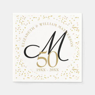 Guardanapo De Papel Aniversário de 50 anos de Casamento Pó de Ouro Mon