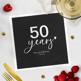 Guardanapo De Papel Aniversário de 50 anos de casamento preto e branco