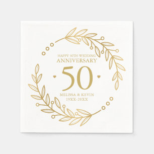 Guardanapo De Papel Aniversário de 50 anos de Casamento Quadro Botânic
