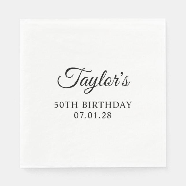 Guardanapo De Papel Aniversário de 50 anos Elegant Script (Frente)