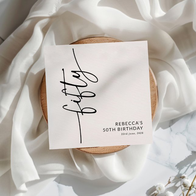 Guardanapo De Papel Aniversário de 50 anos Elegant Script Fifty (Criador carregado)