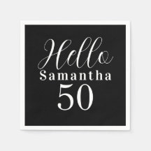 Aniversário de 50 anos Olá 50 Festa Preto e Branco