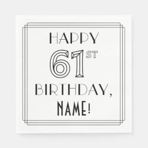 Guardanapo De Papel ANIVERSÁRIO DE 61 RUAS; Estilo de Deco de Arte; No