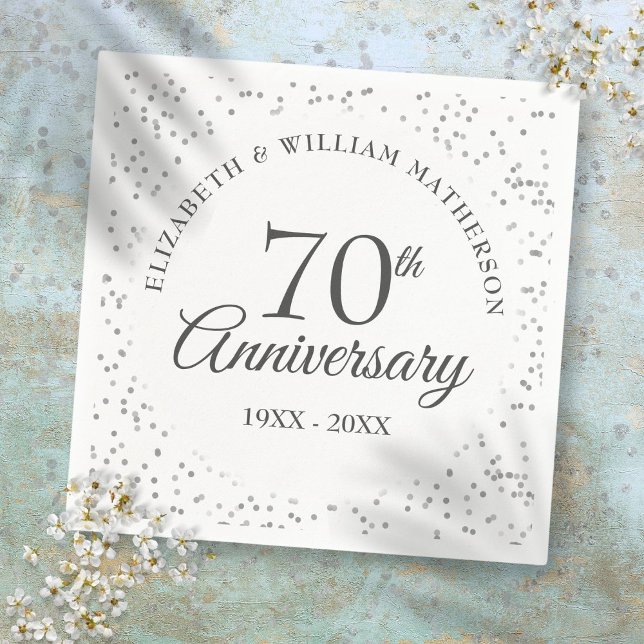 Guardanapo De Papel Aniversário de 70 anos de casamento de platina (70th Platinum Wedding Anniversary Napkins)