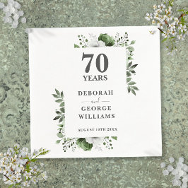 Guardanapo De Papel Aniversário de 70 anos de casamento Floral Verde P