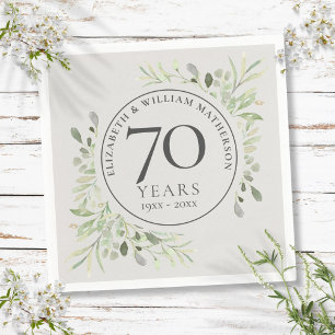 Guardanapo De Papel Aniversário de 70 anos de Casamento Verde Platina