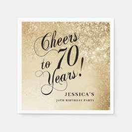 Guardanapo De Papel Aniversário de 70 anos em Ouro Elegante