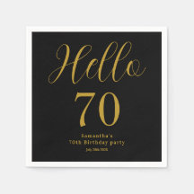 Aniversário de 70 anos personalizado em preto e do