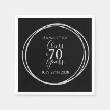 Aniversário de 70 anos Preto Prata Cheers 70 Anos 