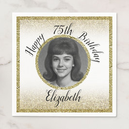 Guardanapo De Papel Aniversário de 75 anos com foto personalizada em b