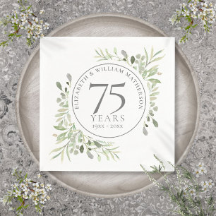 Guardanapo De Papel Aniversário de 75 anos de Casamento com Vegetação