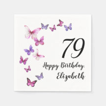 Aniversário de 79 anos Borboletas Rosa Roxo