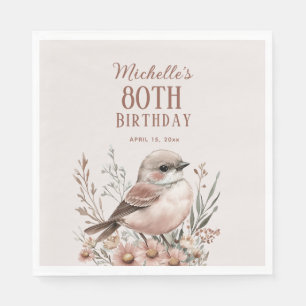 Guardanapo De Papel Aniversário de 80 anos do Brown Bird