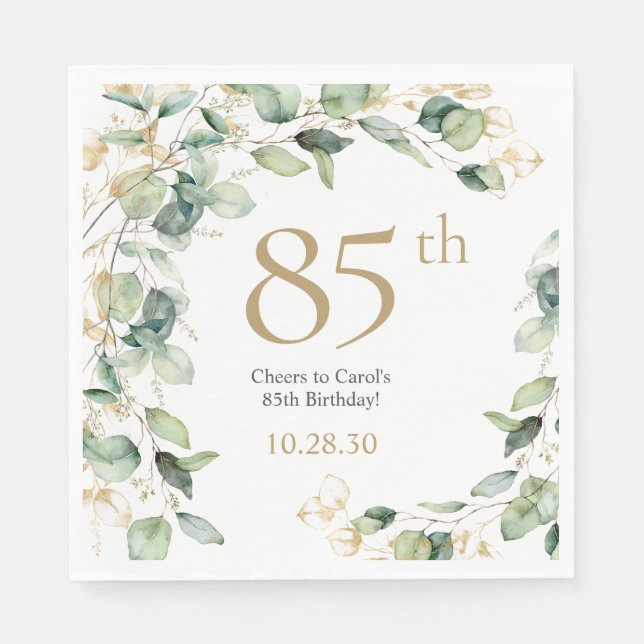 Guardanapo De Papel Aniversário de 85 anos Eucalipto (Frente)