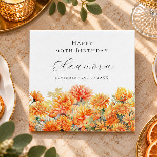Guardanapo De Papel Aniversário de 90 anos Flor de Nascimento de Novem
