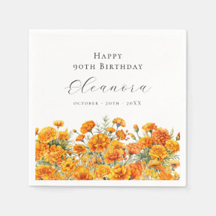 Guardanapo De Papel Aniversário de 90 anos Flor do Mês de Nascimento d