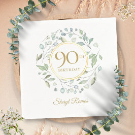 Guardanapo De Papel Aniversário de 90 anos Laurel Garland Gold