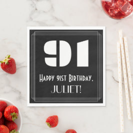 Guardanapo De Papel Aniversário de 91 anos: Visual Inspirado em Art Dé