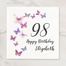 Aniversário de 98 anos Borboletas Rosa Roxo