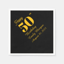 Aniversário de Adulto Clássico Elegante Preto e Do