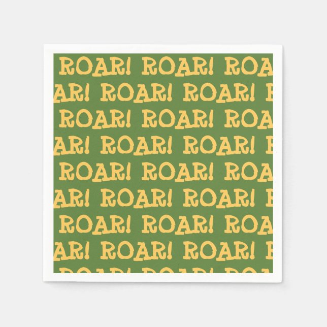 Guardanapo De Papel Aniversário de Animais da Festa Roar (Frente)