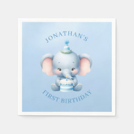 Guardanapo De Papel Aniversário de Azul-Elefante Doce