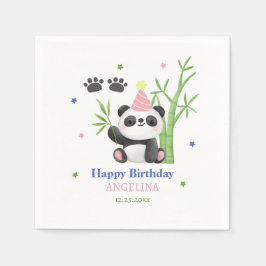 Guardanapo De Papel Aniversário de Bambu do Urso Panda Fofo